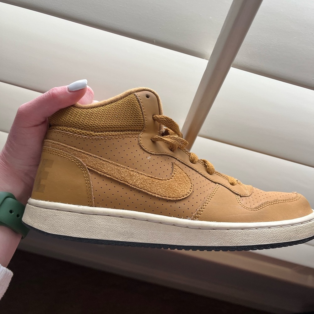 Tan Nike high top shoes!
